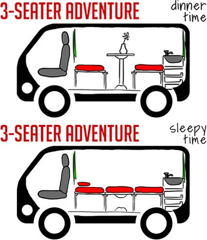 3 Seater Adventure Campers